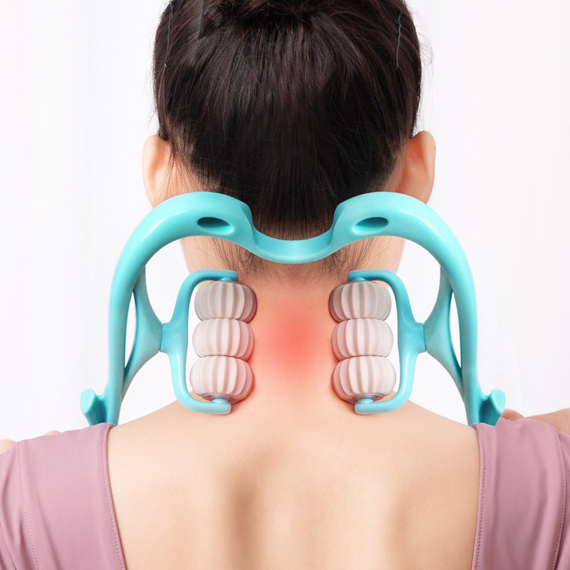 Multifunctional Manual Six-Wheel Neck Massager – Deep Tissue Roller Tool for Neck, Shoulder & Back Relief