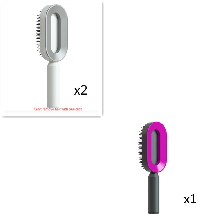 Self-Cleaning Hair Brush for Women – One-Key Hair Removal, Anti-Static Airbag Scalp Massage Comb