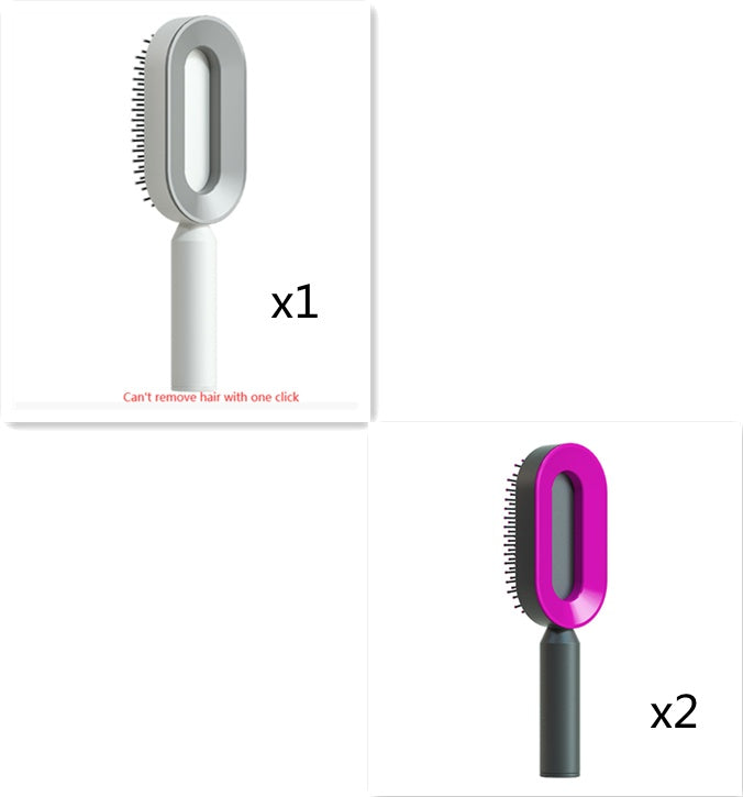 Self-Cleaning Hair Brush for Women – One-Key Hair Removal, Anti-Static Airbag Scalp Massage Comb