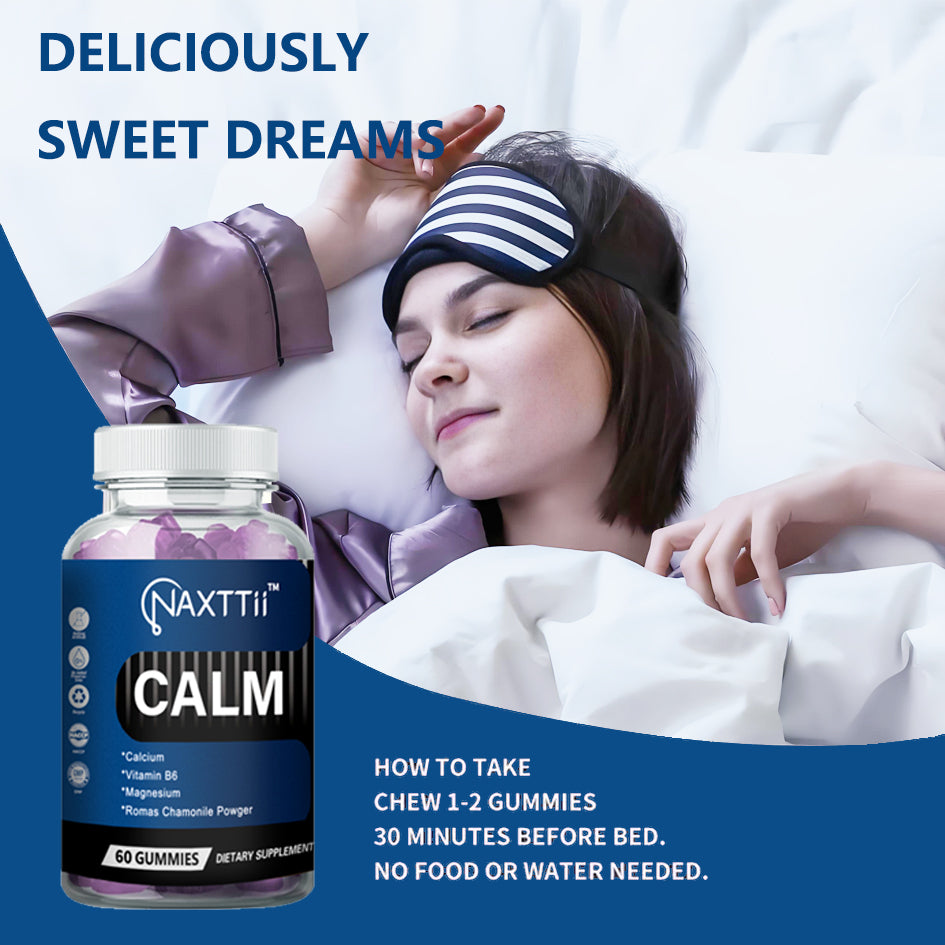 CALM Sleep Gummies with Vitamin B6 – Natural Sleep Support, Stress Relief, Vegan, Non-GMO, Gluten Free – Berry Flavor (60 Gummies)