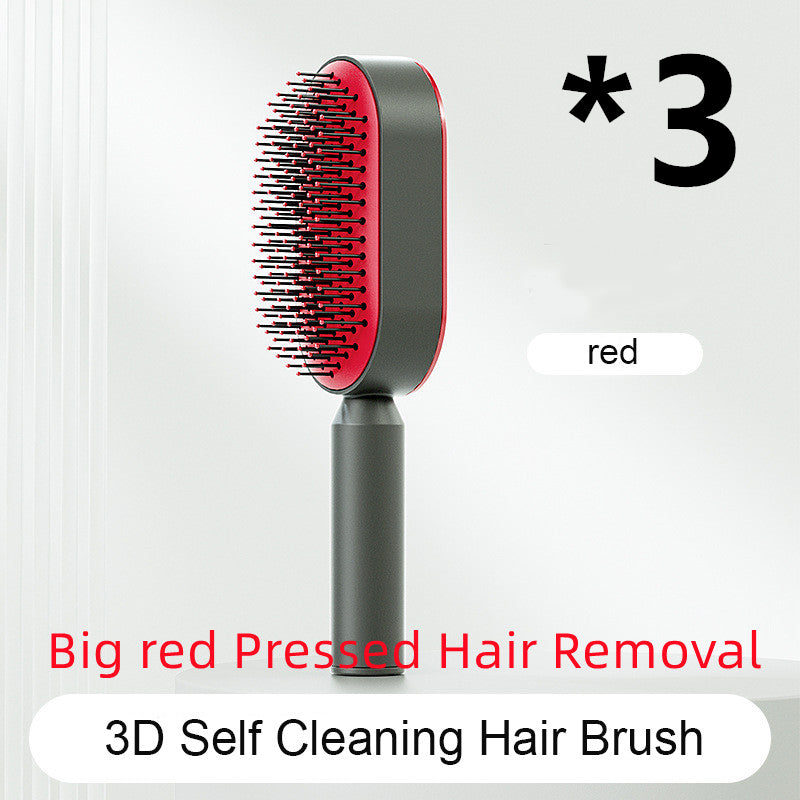Self-Cleaning Hair Brush for Women – One-Key Hair Removal, Anti-Static Airbag Scalp Massage Comb