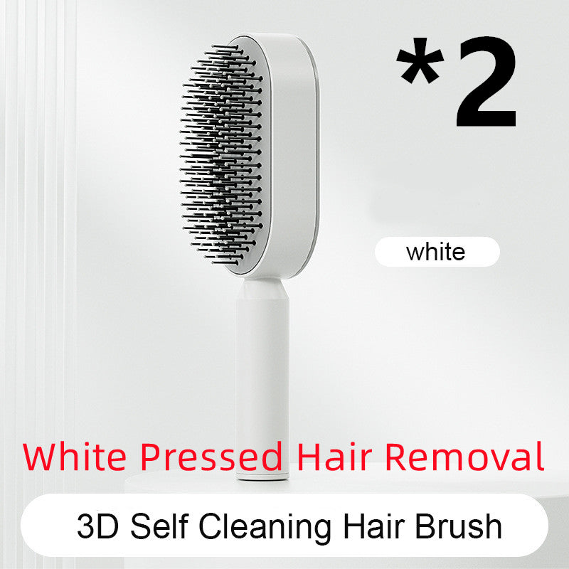 Self-Cleaning Hair Brush for Women – One-Key Hair Removal, Anti-Static Airbag Scalp Massage Comb