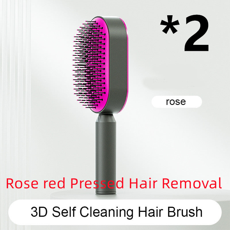 Self-Cleaning Hair Brush for Women – One-Key Hair Removal, Anti-Static Airbag Scalp Massage Comb