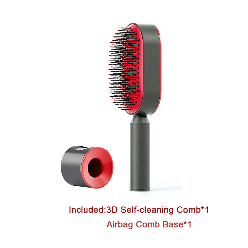 Self-Cleaning Hair Brush for Women – One-Key Hair Removal, Anti-Static Airbag Scalp Massage Comb
