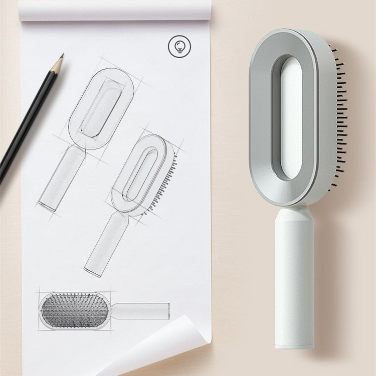 Self-Cleaning Hair Brush for Women – One-Key Hair Removal, Anti-Static Airbag Scalp Massage Comb