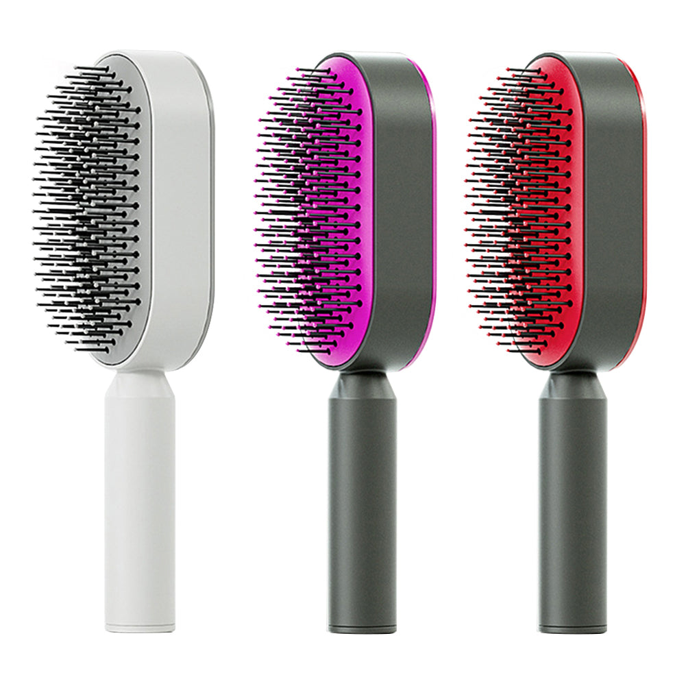 Self-Cleaning Hair Brush for Women – One-Key Hair Removal, Anti-Static Airbag Scalp Massage Comb