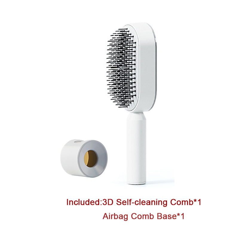 Self-Cleaning Hair Brush for Women – One-Key Hair Removal, Anti-Static Airbag Scalp Massage Comb