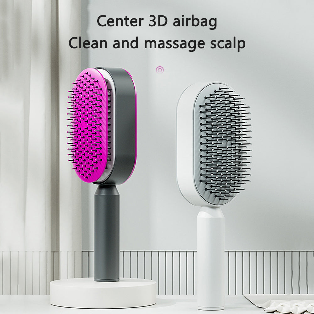 Self-Cleaning Hair Brush for Women – One-Key Hair Removal, Anti-Static Airbag Scalp Massage Comb