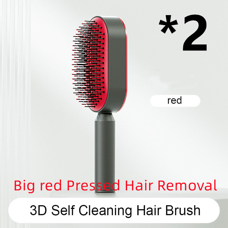 Self-Cleaning Hair Brush for Women – One-Key Hair Removal, Anti-Static Airbag Scalp Massage Comb
