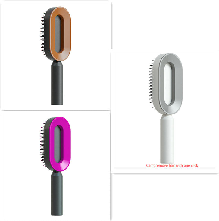 Self-Cleaning Hair Brush for Women – One-Key Hair Removal, Anti-Static Airbag Scalp Massage Comb