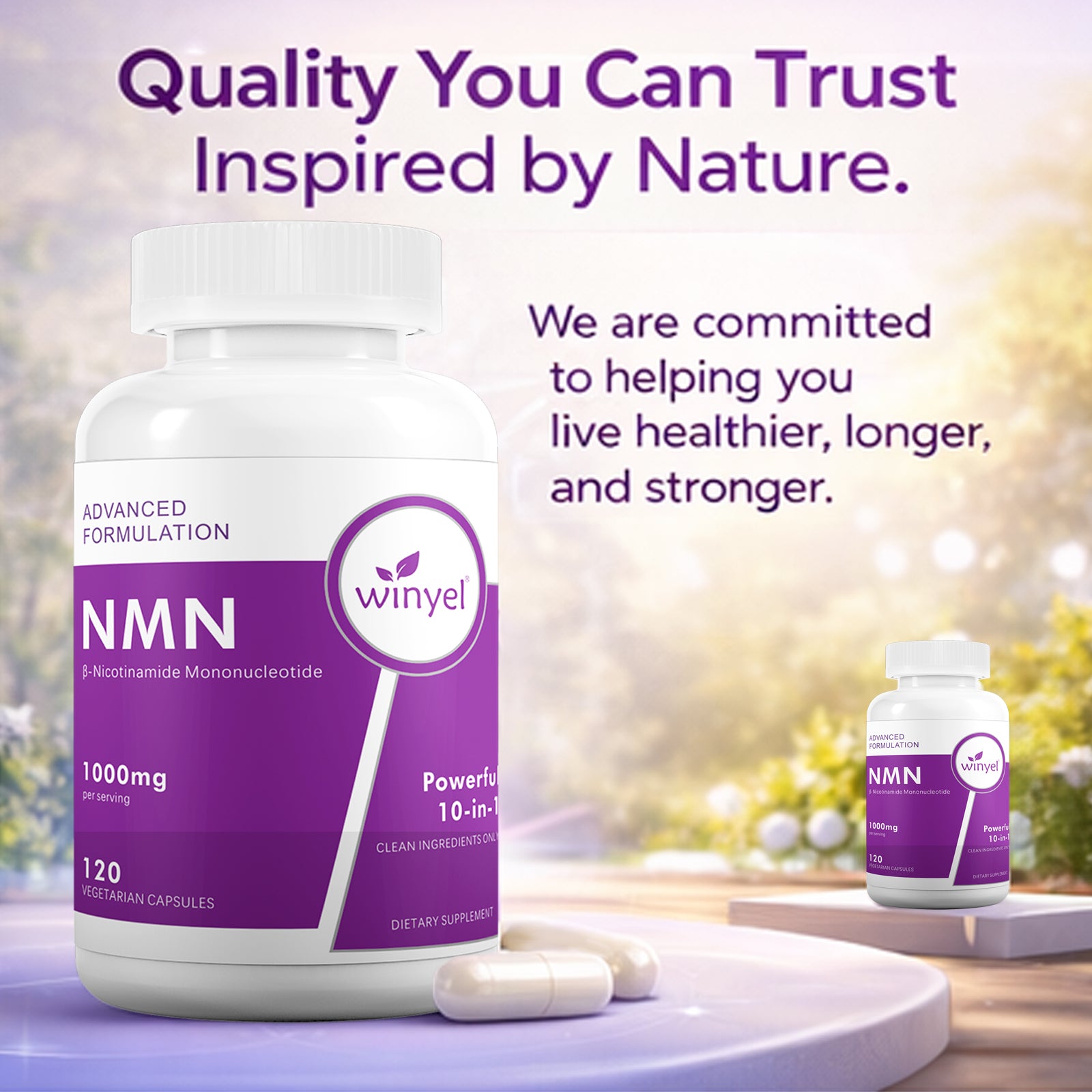 WINYEL NMN Complex 1000mg – Cellular Energy & Healthy Aging Support, 10-in-1 Formula with Resveratrol, CoQ10, Quercetin, Glutathione & Vitamin C – 60 Capsules