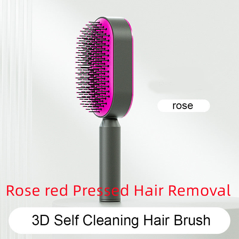 Self-Cleaning Hair Brush for Women – One-Key Hair Removal, Anti-Static Airbag Scalp Massage Comb