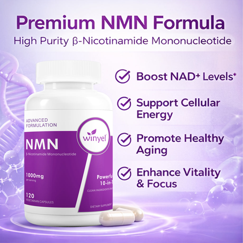 WINYEL NMN Complex 1000mg – Cellular Energy & Healthy Aging Support, 10-in-1 Formula with Resveratrol, CoQ10, Quercetin, Glutathione & Vitamin C – 60 Capsules