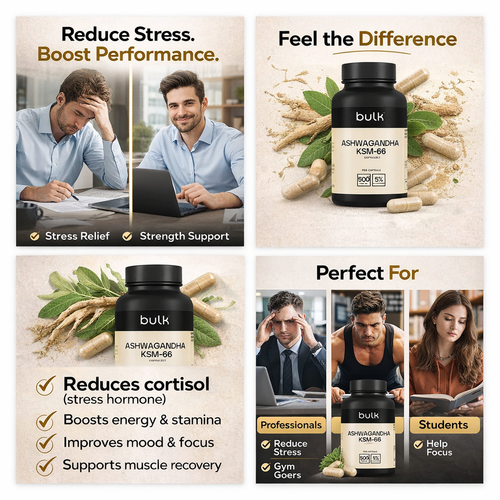 Ashwagandha KSM-66 Capsules – 500mg | Stress Relief, Focus & Energy Support | Vegan | 60 Capsules